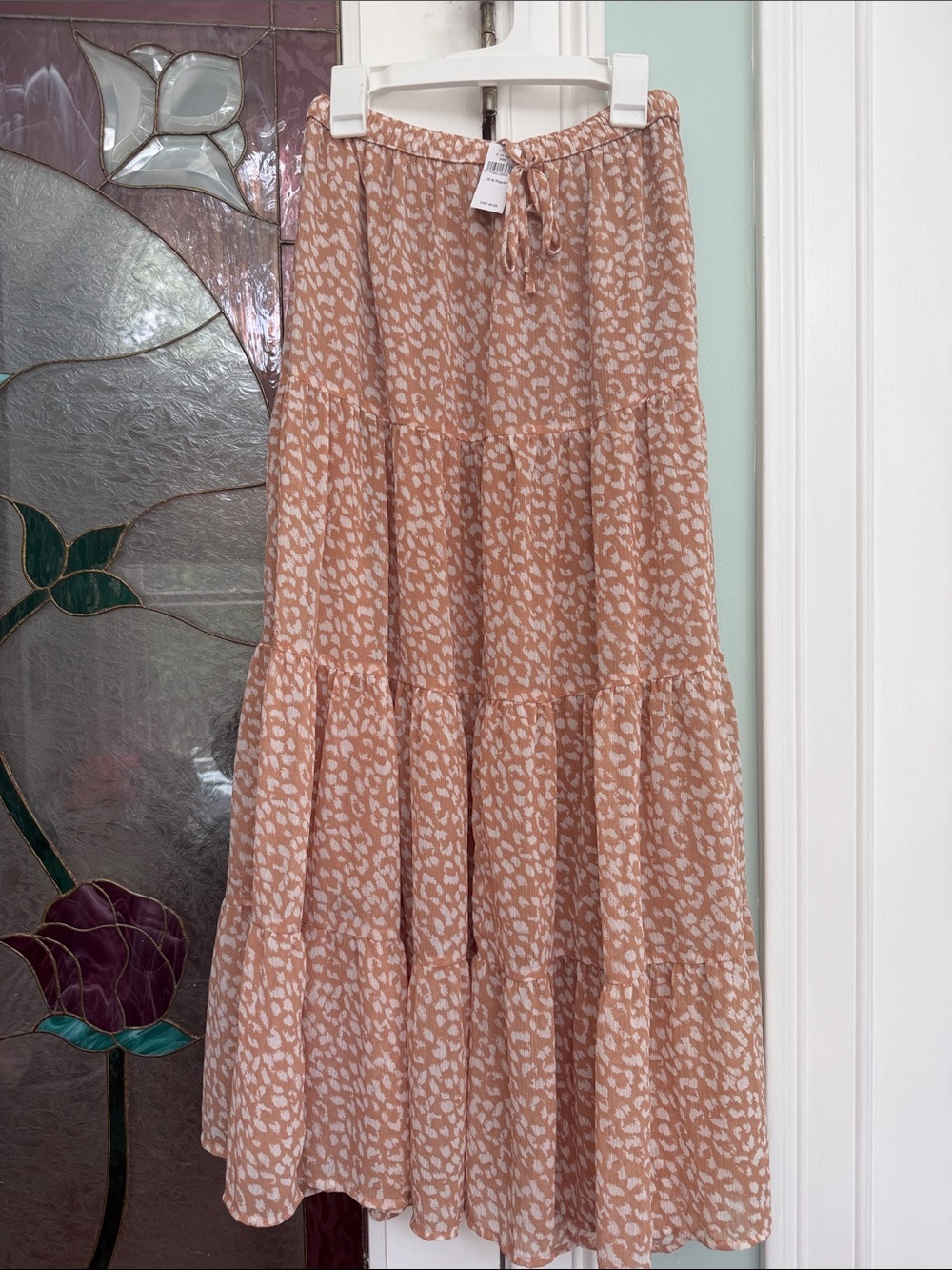 American Eagle Outfitters Peach Printed Tiered Maxi Skirt - Picture 2 of 5